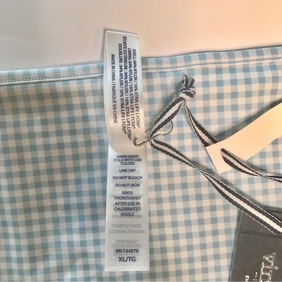 NWT Vineyard Vines Pastel Blue Multi Patchwork Gingham Reverse Bikini Bottoms XL - Picture 13 of 13